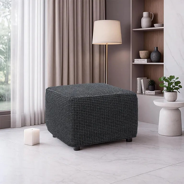 Super strečové poťahy RUBINIA antracitová taburetka (40 - 60 cm)