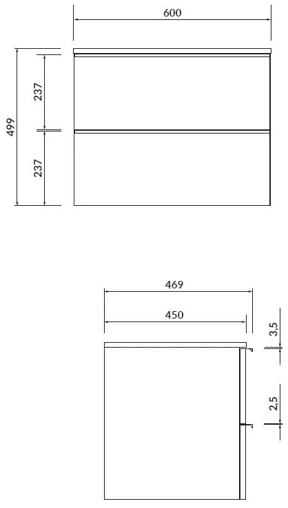 Cersanit - VIRGO závesná skrinka pod umývadlo s doskou 60cm, šedý dub-chróm, S522-022