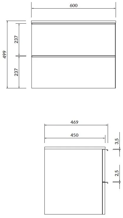 Cersanit - VIRGO závesná skrinka pod umývadlo s doskou 60cm, šedý dub-chróm, S522-022