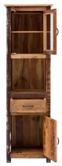 furniture-nabytek.cz - Masívna vysoká kúpeľňová skrinka Sumana z recyklovaného dreva, lakovaná, hnedá – 50×40×180 cm