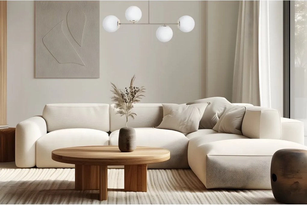 Stropné svietidlo Florence, 4x biele sklenené tienidlo, g/be, n