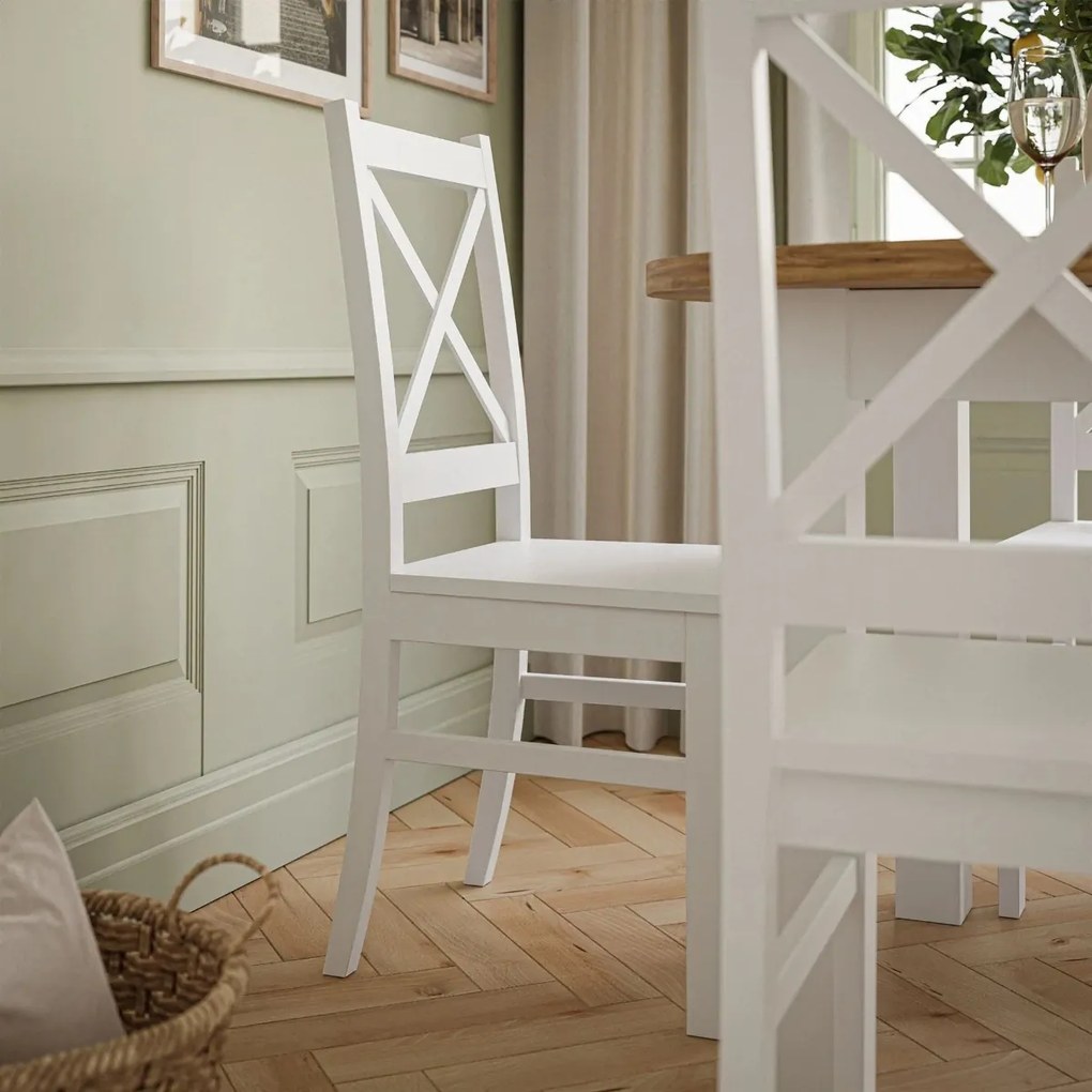 JEDÁLENSKÝ SET LORENA STÔL DUB CRAFT + 4 STOLIČKY BIELE 100 / 140 cm