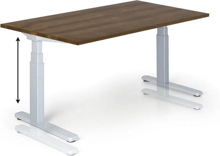 Výškovo nastaviteľný stôl, 725-1075 mm, ručný, 1800 x 800 mm, orech