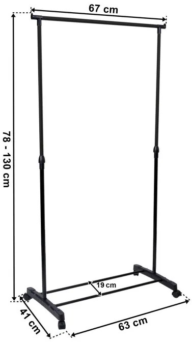 Vešiakový stojan BES na kolieskach čierny