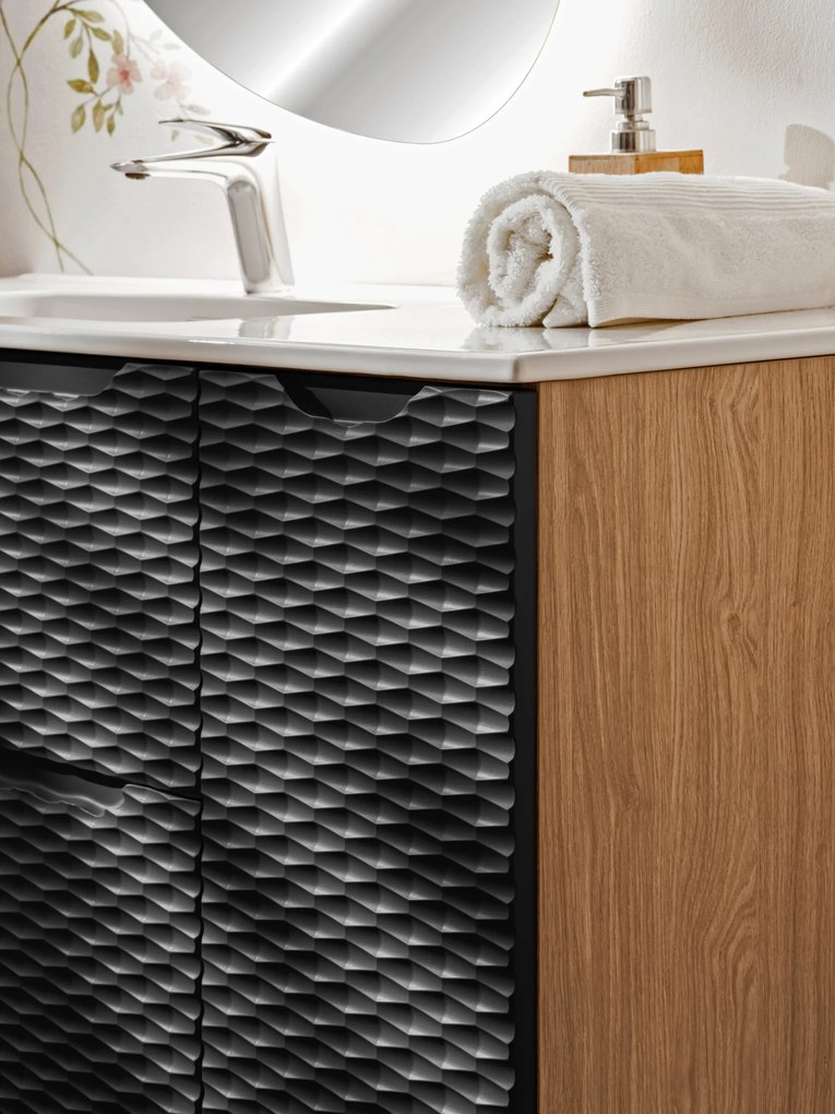 Comad Doplnková kúpeľňová skrinka nízka Ocean Black 30 čierna/dub olejovaný