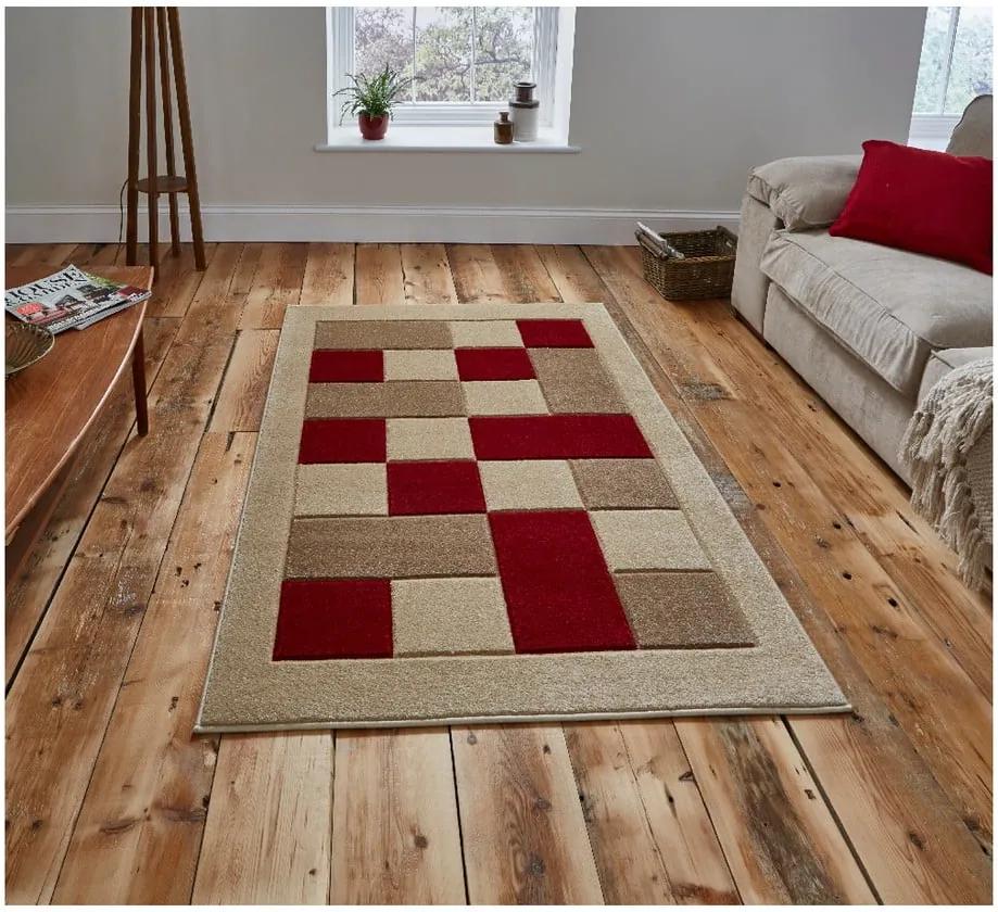 Béžovo-červený koberec Think Rugs Matrix, 160 × 220 cm | BIANO