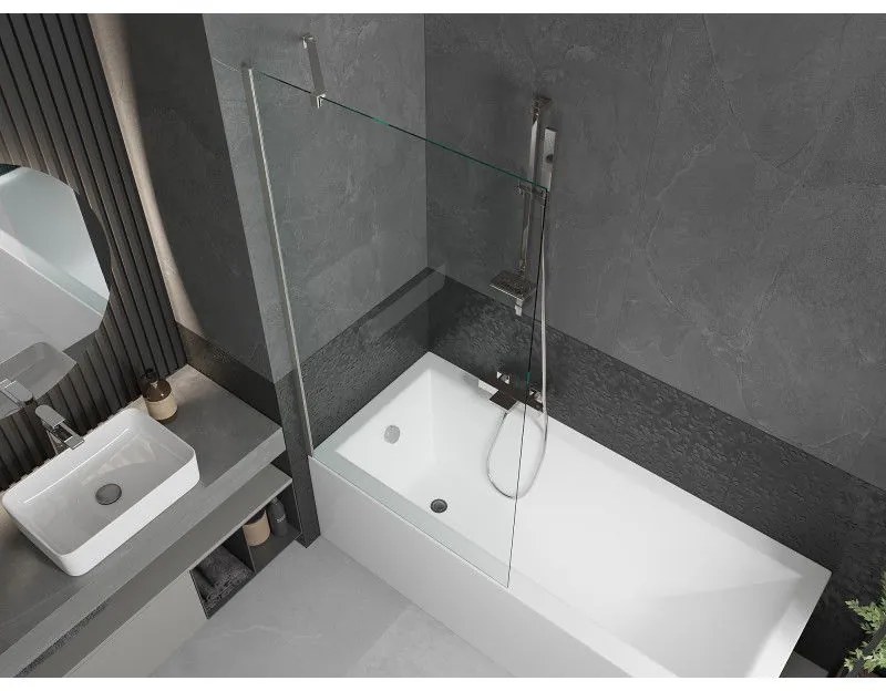 Mexen Next, 1-krídlová vaňová zástena 90 x 150 cm, 6mm číre sklo, oceľová, 895-090-000-00-00-97