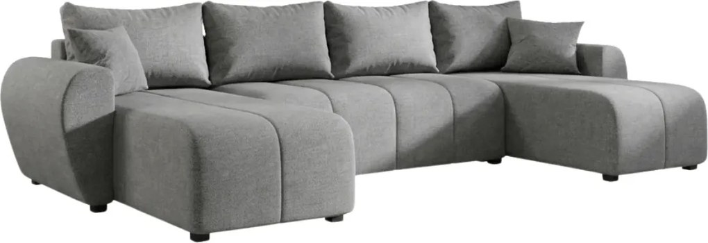 Rozkladacia obojstranná sedacia súprava do U SEVIO 311x145 cm, sivá + 2 vankúšiky ZDARMA