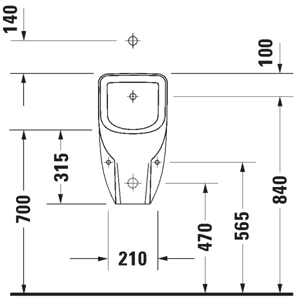Duravit 828300000 - Pisoár D-CODE s horným prívodom a zadným odtokom, keramika, lesklá biela