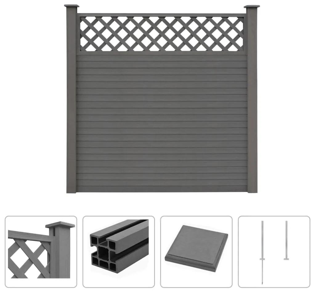 vidaXL Záhradný plot s mriežkou, WPC 183x185 cm, sivý