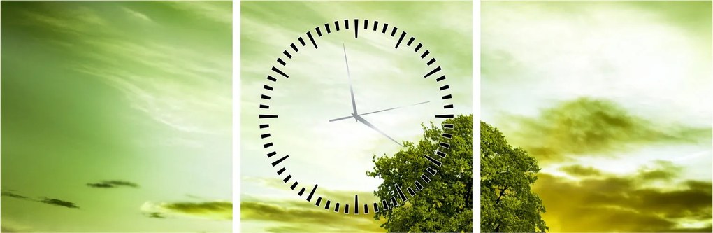 Obraz - Strom života (s hodinami) (90x30 cm)
