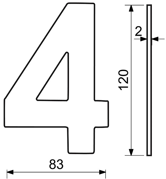 Domová číslica RICHTER RN.120L (meď matná), 3, RICHTER Meď