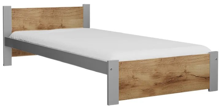 Posteľ IKAROS 90 x 200 cm, dub artisan/sivá Rošt: Bez roštu, Matrac: Matrac Somnia 18 cm