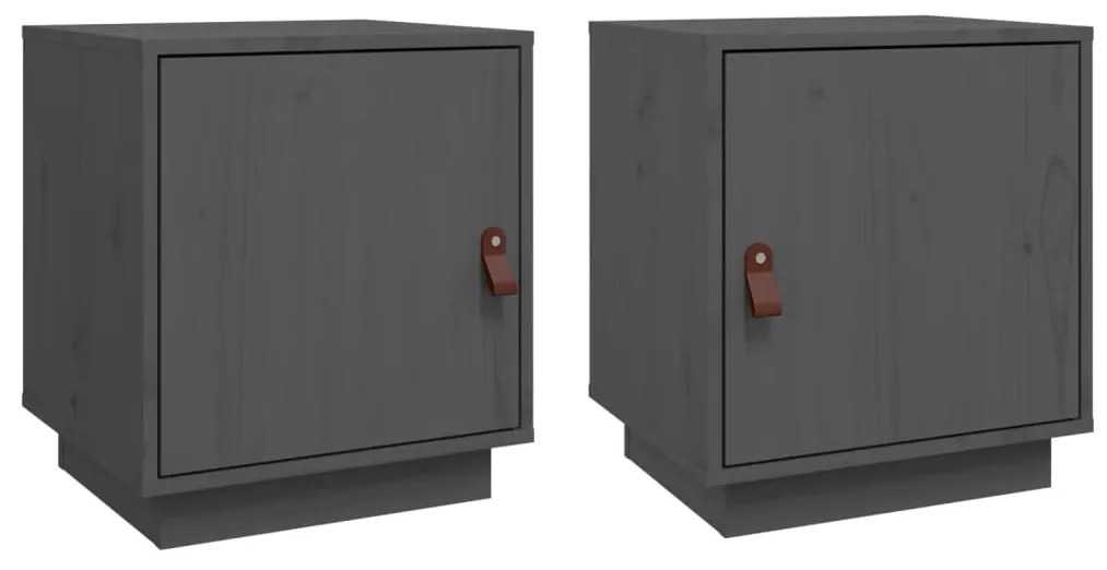 vidaXL Nočné stolíky 2 ks sivé 40x34x45 cm borovicový masív