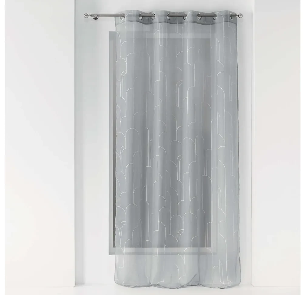 Douceur Záclona na krúžkoch DOMEA 140 x 240 cm Vzorovaná Farba: Sivá