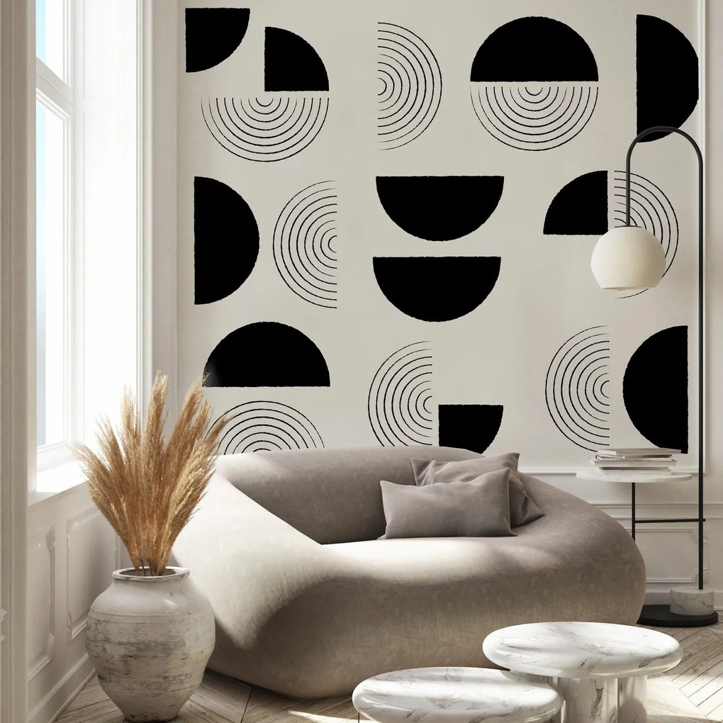 Fototapeta – Abstraktné kruhy čiernobiele (147x102 cm)