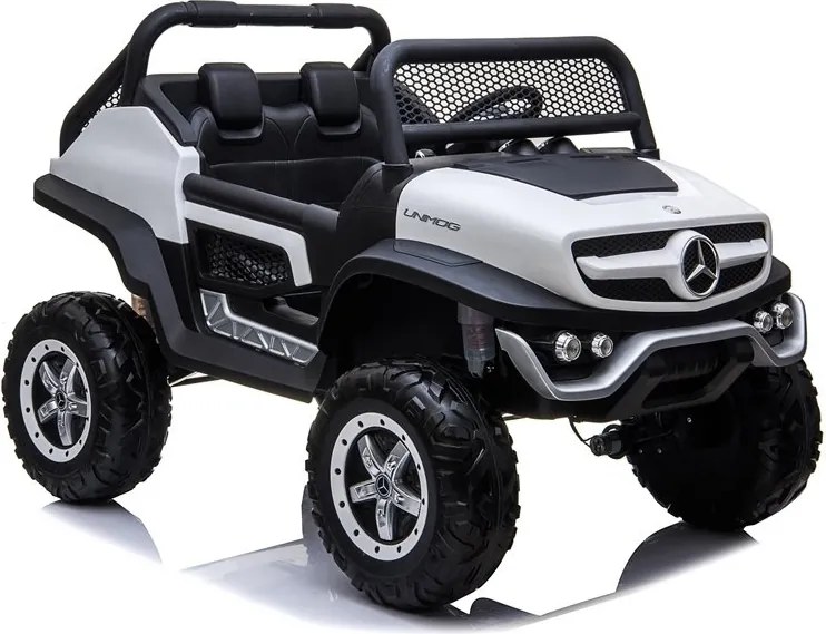 LEAN CARS Elektrické autíčko Mercedes Unimog 4x4 biele, LED, MP3