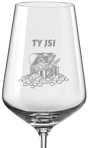 Pieskovaný pohár na víno Ty si poklad