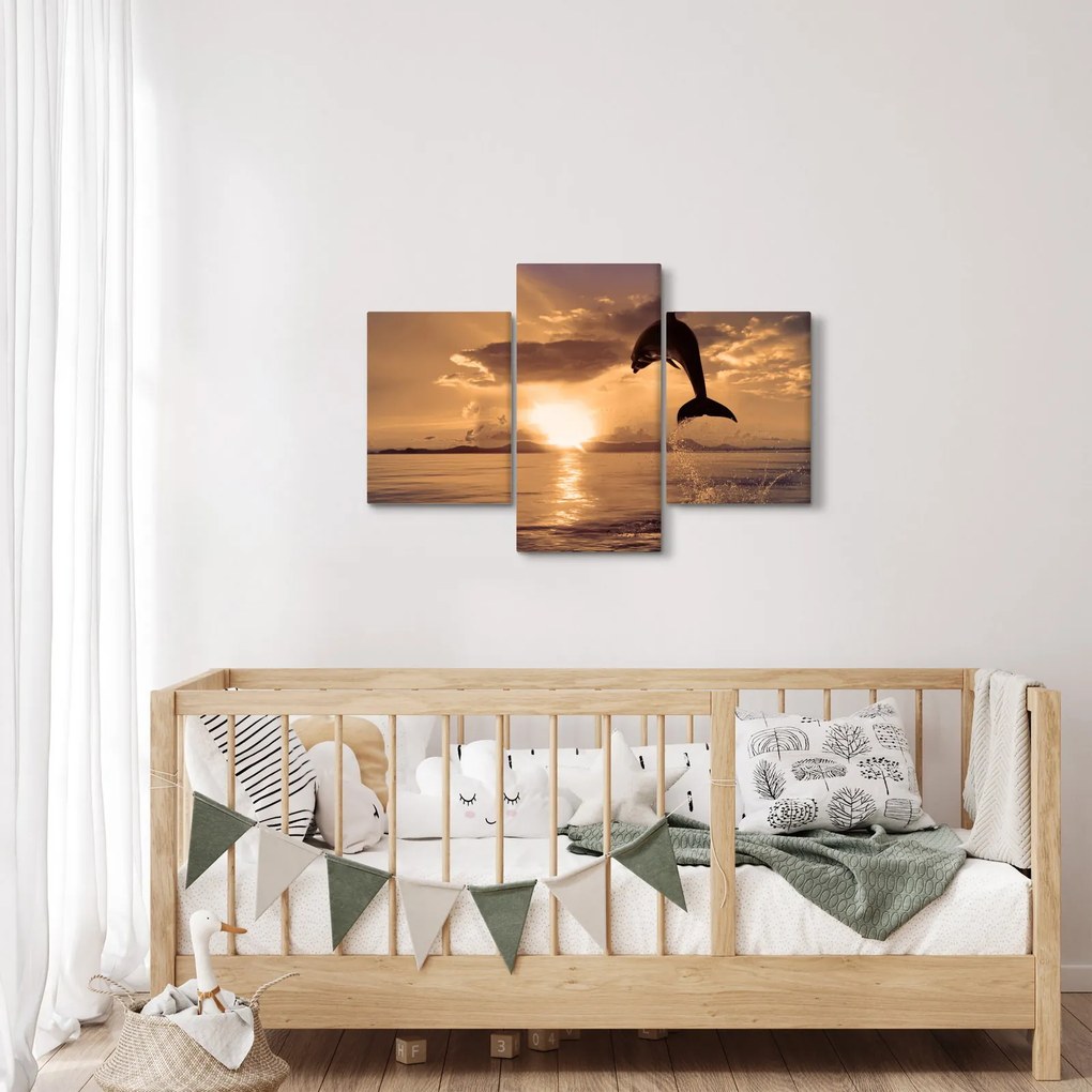Obraz - Delfín pri západe slnka (90x60 cm)