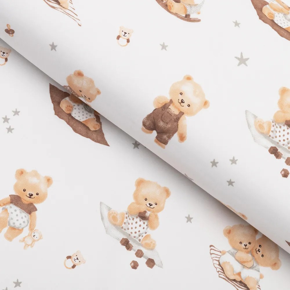 Biante Detský bavlnený záves Sandra SA-732 Medvedie bábätká na bielom 150x170 cm