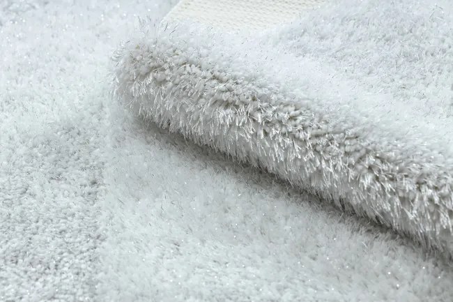 Kúpeľňový koberček SYNERGY glamour / lurex, biely kruh