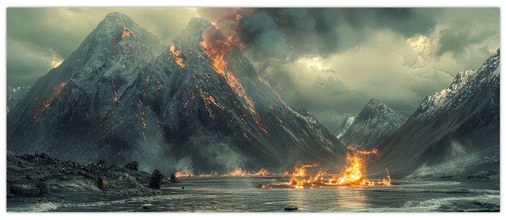 Obraz - Erupcia sopky (120x50 cm)