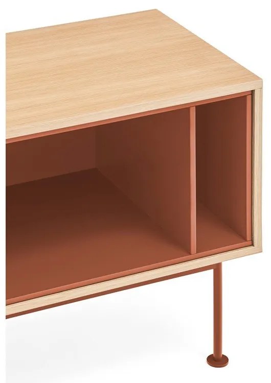 Tehlovočervená TV komoda v dubovom dekore Teulat Yoko