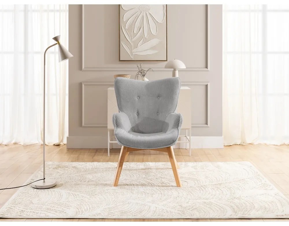 Sivé menčestrové kreslo Niko – Ropez