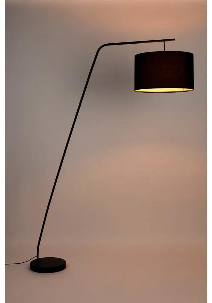 Čierna stojacia lampa s textilným tienidlom (výška 220 cm) Martine – White Label