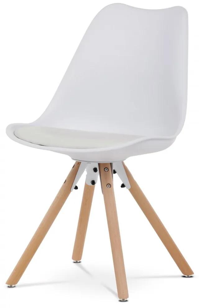 Jedálenská stolička KANTO — plast, ekokoža, viac farieb Biela