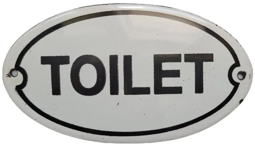 Krémová kovová smaltovaná ceduľa Toilet - 13,5*7,5 cm