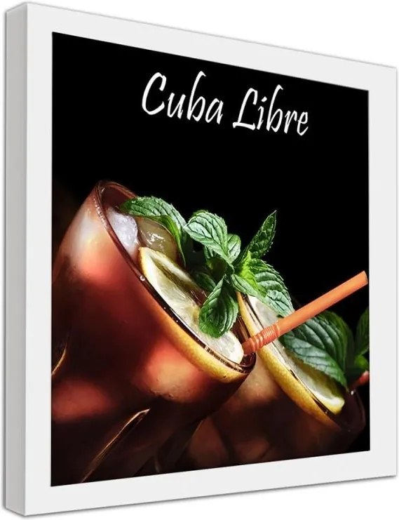 CARO Obraz v ráme - Cuba Libre Cocktail Biela 20x20 cm