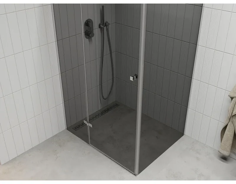 Mexen Roma, sprchovací kút 70 (dvere) x 80 (stena) cm, 6mm šedé sklo, chrómový profil, 854-070-080-01-40