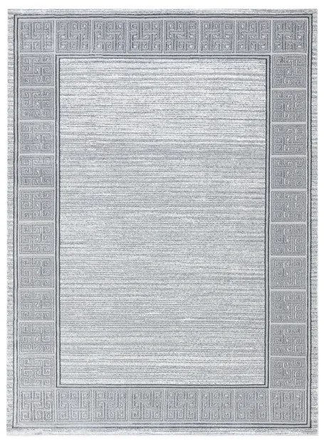 Koberec ALLURE 8783 grécky kľúč / rám, štruktúrovaný / glamour, svetlosivý / biely