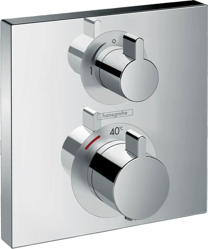Hansgrohe Ecostat Square, termostatická batéria pod omietku s uzatváracím ventilom, chrómová, HAN-15712000