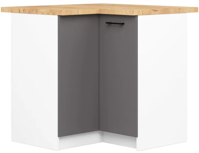 Spodná rohová kuchynská skrinka s doskou OLIWIA S90/90 biela / sivá