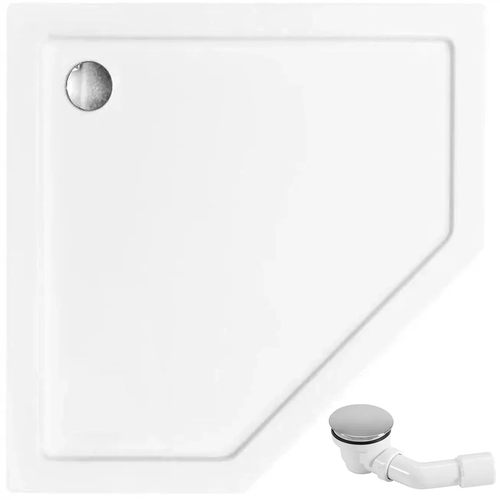 Rea Diamond, akrylátová sprchová vanička 90 x 90 x 5 cm + sifón, biela, REA-K6522