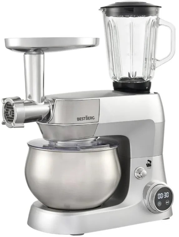 Multifunkčný kuchynský robot BestBerg BBR-1900S / 1900 W / 5 l / 12 rýchlostí / strieborná