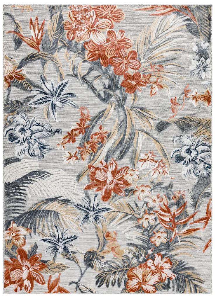Dywany Łuszczów Kusový koberec Botanic 65262 flowers grey – na von aj na doma - 117x170 cm