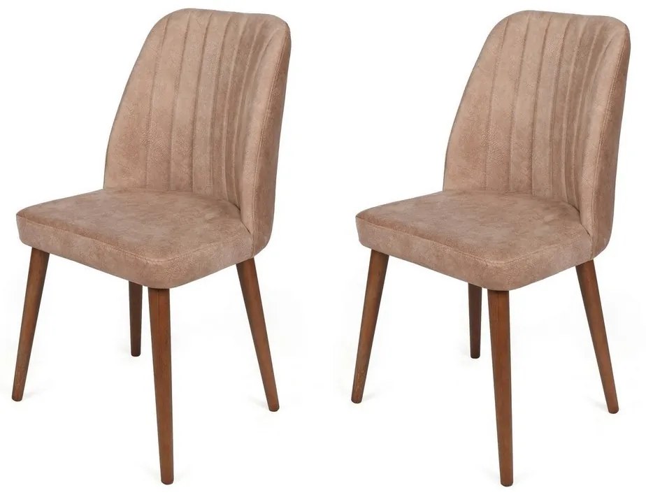 Súprava jedálenských stoličiek Alfa Beige aWalnut, 2 ks