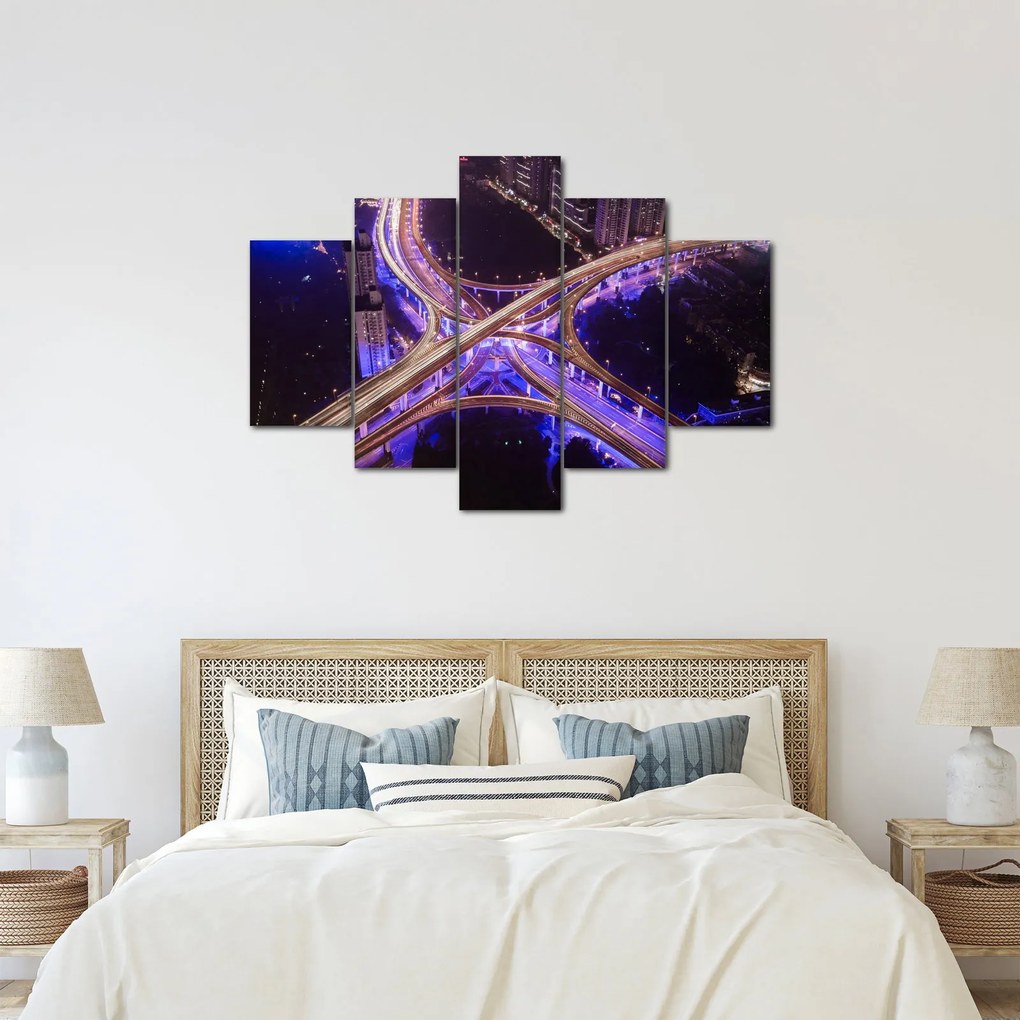 Obraz veľké križovatky v noci (150x105 cm)