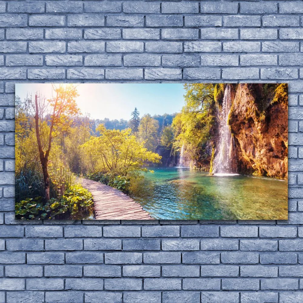 Obraz plexi Jazero príroda vodopád 120x60 cm