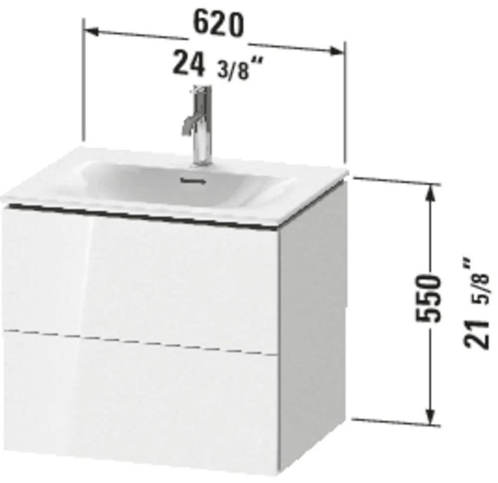 DURAVIT L-Cube závesná skrinka pod umývadlo, 2 zásuvky, 620 x 481 x 550 mm, biela vysoký lesk, LC630502222