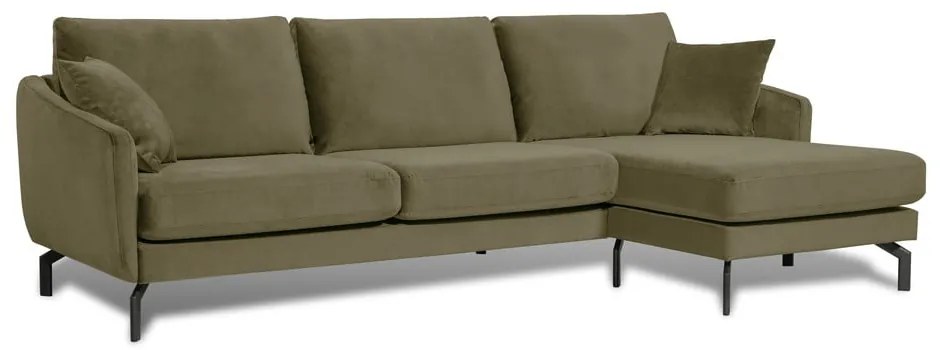 Zelená zamatová rohová pohovka (pravý roh) Magic - Scandic