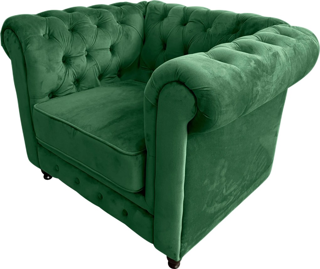 XXXLutz KRESLO CHESTERFIELD, textil, zelená, čierna Xora - Kreslá - 000239009105