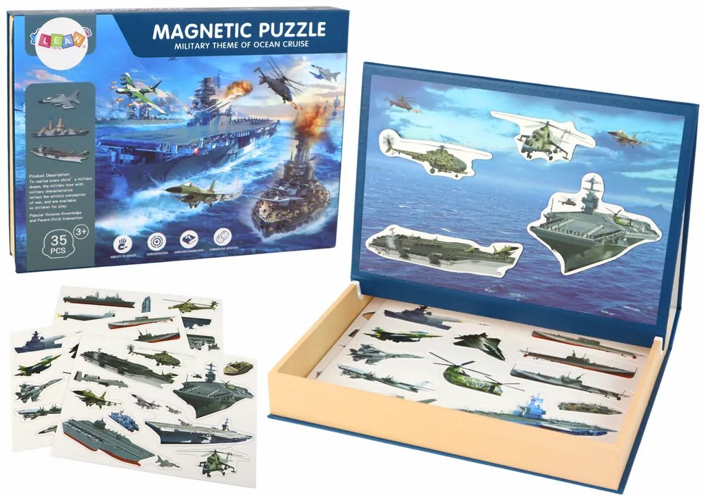 Lean Toys Sada edukačných magnetických puzzle – vojenské lode