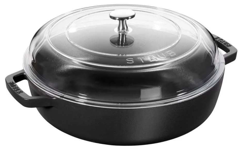 Staub liatinový kastról so sklenenou pokrievkou Braiser 28 cm, čierny, 12722823