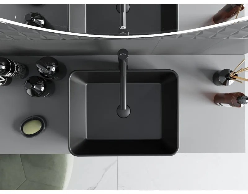 Mexen Catia, umývadlo na dosku 48x37x14 cm, čierna matná-strieborná, 21314874