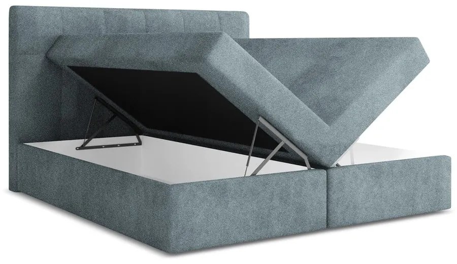 Svetlomodrá boxspring posteľ s úložným priestorom 160x200 cm Palta – Makamii