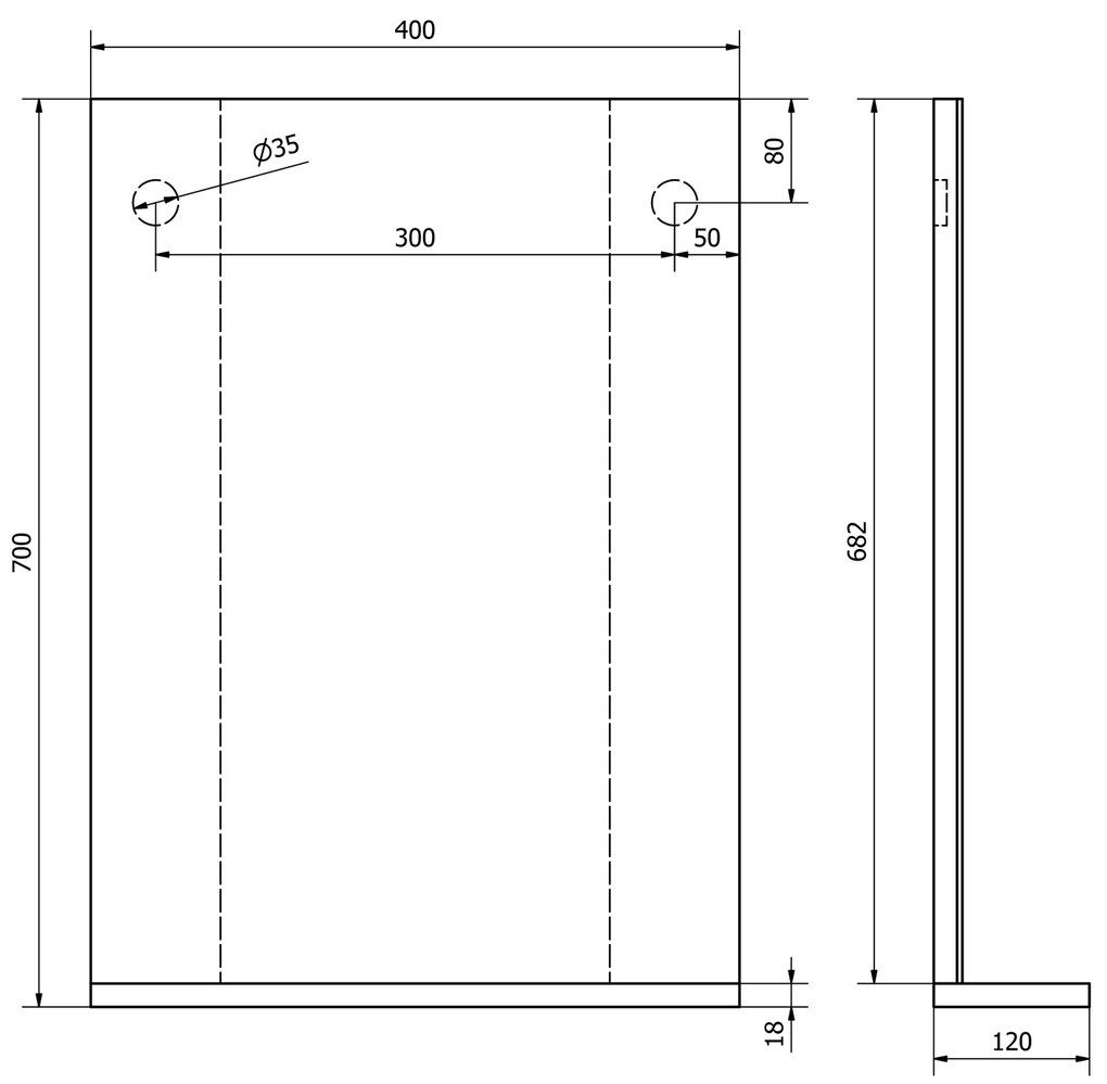 Aqualine Aqualine, BETA zrkadlo 40x70x12cm, 57395